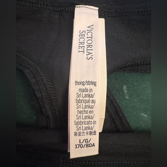 Victoria's Secret Black Logo Embellished Thong Women's Size Large NWT - Picture 8 of 9